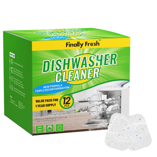 Finally Fresh Dishwasher Cleaner And Deodorizer, Dishwasher Cleaner Tablets to Remove Limescale and Mineral Buildup, Formulated to Clean Inside All Machine, 12 Count